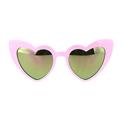 Girls Lolita Child Size Heart Shape Mirrored Cat Eye Plastic Sunglasses