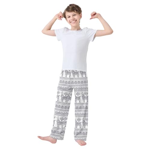ZZXXB Ethni Llama Boys Long Pants Soft Trousers Elastic Waist Kids Lounge Bottoms with Pockets S-XL2