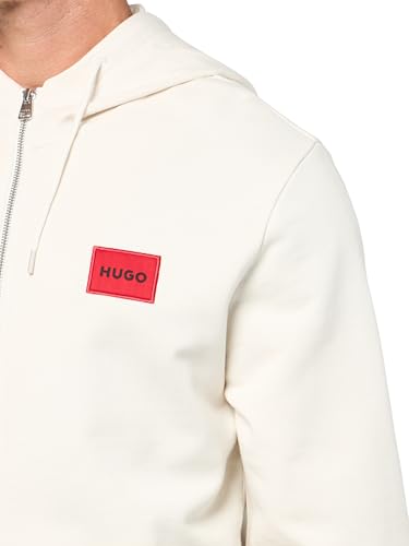 HUGO Men's Regular Fit Square Logo Jersey Hooded Zip Up Sweatshirt3