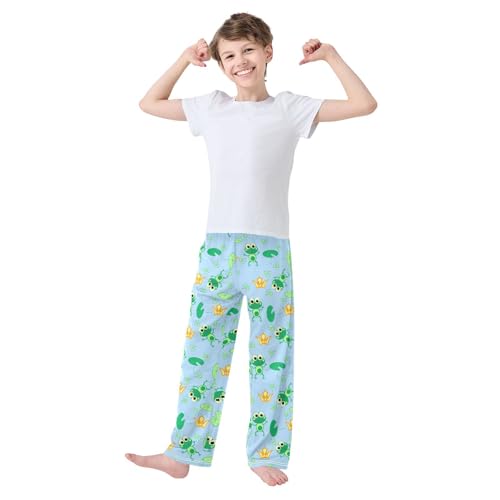 ZZKKO Cute Frogs Crown Boys Pants for Kids Jogger Pants with Pockets S-XL2