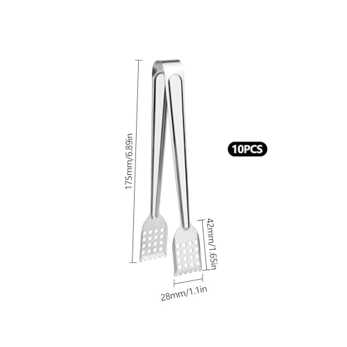 10 Pack Serving Tongs Buffet, 17cm Stainless Steel Food Tongs Kitchen Cooking Tong, Ice Tongs Cake Salad BBQ Tong for Barbecues, Parties, Birthdays, Kitchen - Image 3