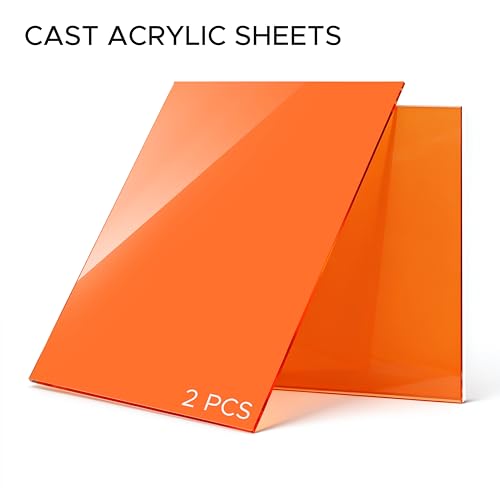Image of Orange Acrylic Sheet 12 inch x 16 inch x 1 /8 inch Thick, ALCCIFI 2 Pack Opaque Glossy Cast Red Plexiglass for DIY Crafts, Signage, Laser Cutting & Engraving