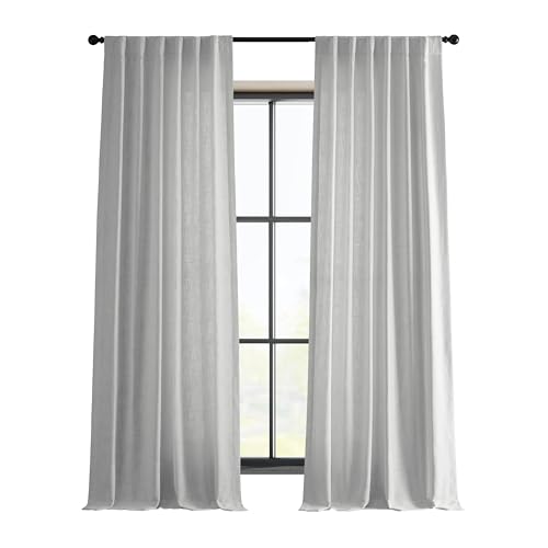 Image of HPD Half Price Drapes Heavy Faux Linen Light Filtering Curtains for Bedroom 108 Inches Long (1 Panel) - Rod Pocket Curtains for Living Room - Window Curtains Home Decor - 50 X 108, Rice White