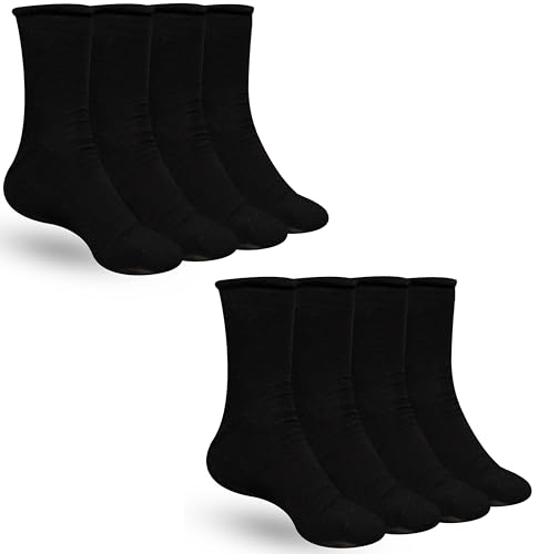 Nortag Kids Crew Socks for Boys & Girls – Premium Cotton Blend – Extra Durable, Soft & Breathable – Pack of 8