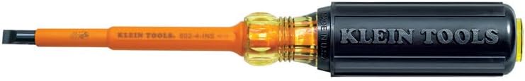 Klein Tools 602-4-INS 1/4-Inch Cabinet Tip Insulated Screwdriver, Made in USA, 4-Inch