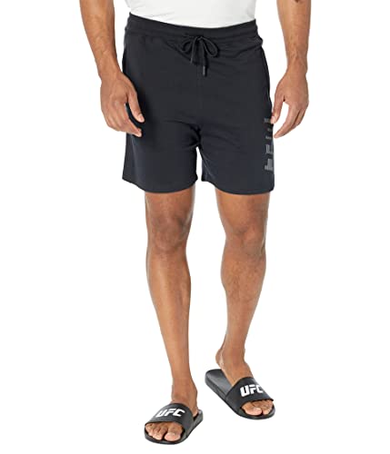 UFC Ultimate Fighting Performance 7" FR. Terry Volleyball Shorts for Men – Blended Cotton – Drawstring Closure Black LG 7