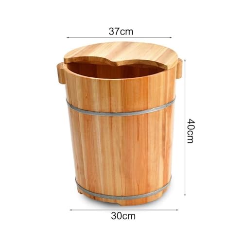 Tina de madera para spa de pies con tapa y refuerzo miniatura 2