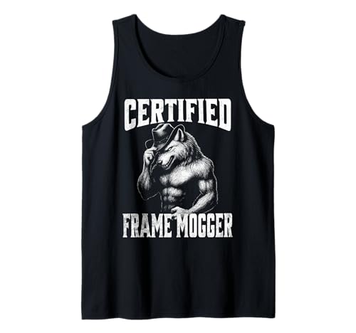 Frame Mogging - Funny Cringe Alpha Wolf Tank Top