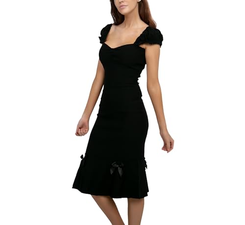 Image of Pin Up Doll Women's Stretchy Sexy Wiggle Dresses, Wear On Or Off Shoulder, Pinup Retro 1950 Style Cocktail Party Wiggle Dress
