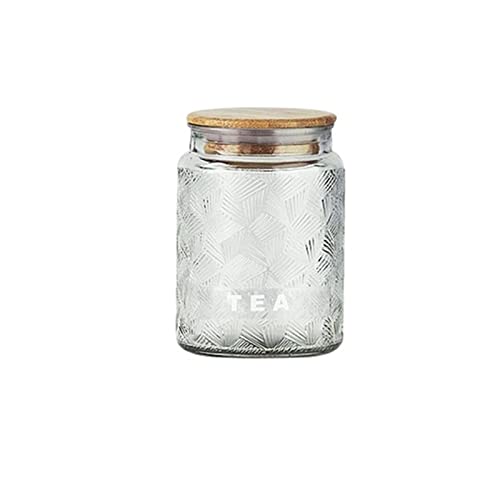 nihngvjm canisters Retro Lead-free Glass Storage Jar Candle Aromatherapy Bottle with Lid Coffee Tea Tin Nut Candy Jar Glass Container Sealed Bottle (Color : TEA)