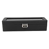 6 komorów Watch Box, PU skórzana biżuteria ze szklanym topem, idealna do użytku osobistego, wystawa sklepu i dekoracje domu, łatwe do czyszczenia