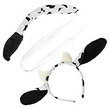 Beavorty Accesorios para Disfraz de Vaca Diadema Orejas y Rabo de Peluche para Presentaciones Teatrales y Eventos de Cosplay