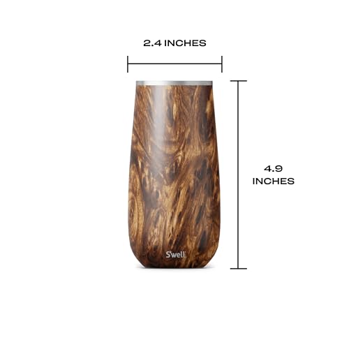 S'well Stainless Steel Champagne Flute - 6 Fl Oz - Teakwood - Triple-Layered Vacuum-Insulated Container Designed to Keep Drinks Colder, Longer - BPA-Free Designer Barware Accessories