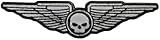Reflective Skull Wings Motorcycle Biker Chopper Patch - Iron on or Sew 6' x 2' C867