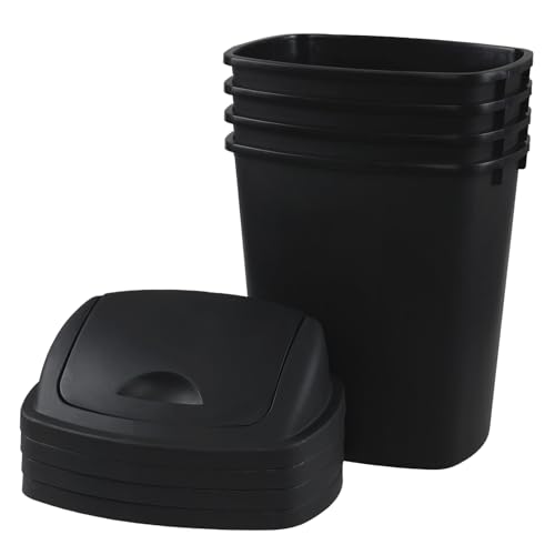Caneca de basura rectangular negra con tapa basculante 7 galones x4