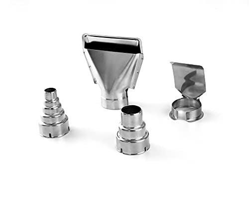 Qwork Heat Gun Nozzles Kits, 4 Pcs Stainless Steel Reflector Nozzle Hot Air Gun Soldering Station Nozzle Tool #TOP4