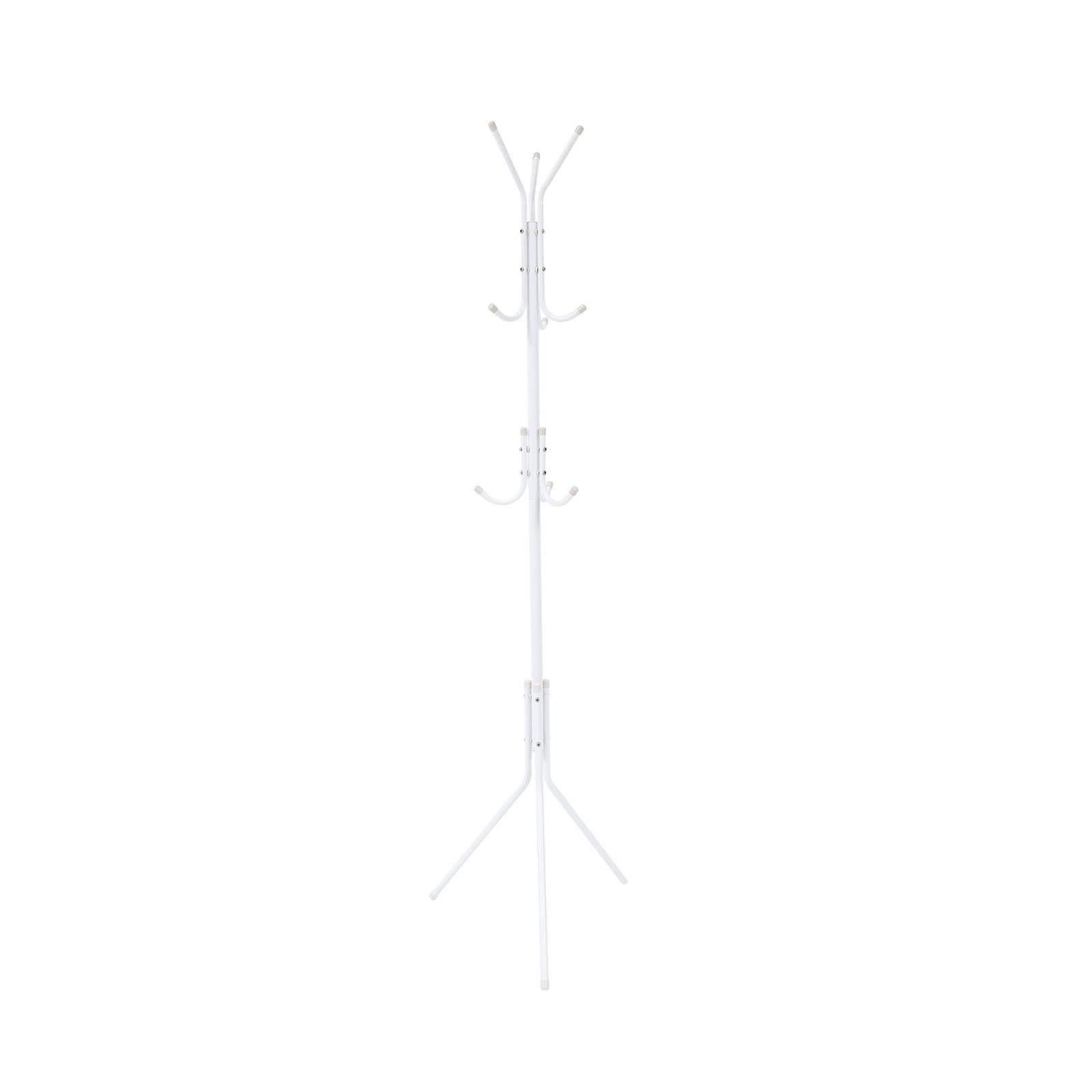 JINGYAN Standard Hangers Rack Coat Hanger Hat Clothes Tree Stand Standing Floor Metal Hanging Organizer Hangable And Bag(White)