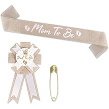 Rustic Boho Mom to Be Sash & Daddy to Be Badge Pins for Baby Shower Gender Reveal Party Decorations Photo Props Pregnant Mommy Gift