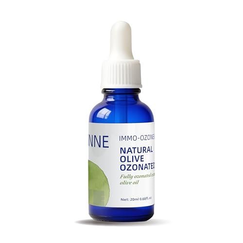 IMMO Ozonated Olive Oil - Organic & Nature for Skincare Rich in Reactive Oxygen 100% Pure Ozone Oil for Face & Body Care Glass Dropper Bottle 0.68 fl oz / 20 mL