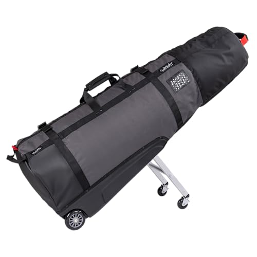 Sun Mountain ClubGlider Journey Golf Travel Bag - 4-Wheel Rolling System, Extendable & Retractable Legs for Easy Transport, Effortless Travel & Maneuverability - Black-Gunmetal