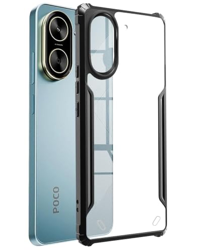 Image of SPAZY CASE Transparent Shockproof Back Cover for Poco C71 | Clear Case with Air Cushion Corners | Scratch Resistant Hard Back | Camera & Screen Protection