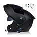 Casco Modulare Integrato Bluetooth Omologato DOT/ECE Caschi Moto Apribili modulari Doppia Visiera Anti-Appannamento Altoparlante con Microfono per Donna Uomo (Color : Black F)