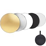 CREATCABIN 31.5 Zoll/80 cm Reflektor Für Fotobeleuchtung 5 In 1 Faltbarer Mehrteiliger Transluzenter Reflektor In Silber Gold Weiß Und Schwarz Mit Tragbarem Rundem Griff Für Studio Außenbeleuchtung
