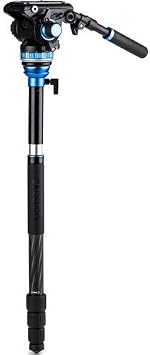 Benro Aero 6 PRO Carbon-Fiber Video Tripod & Monopod Kit S6 PRO Flat-Base Fluid Video Head, Reverse-Folding Legs, Leveling Center Column, Carry Case (C3883TS6PRO)