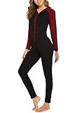 Hotouch Womens One Piece Thermals Adult Onesie Henley Pajamas Soft Union Suit Romper Sleepwear...