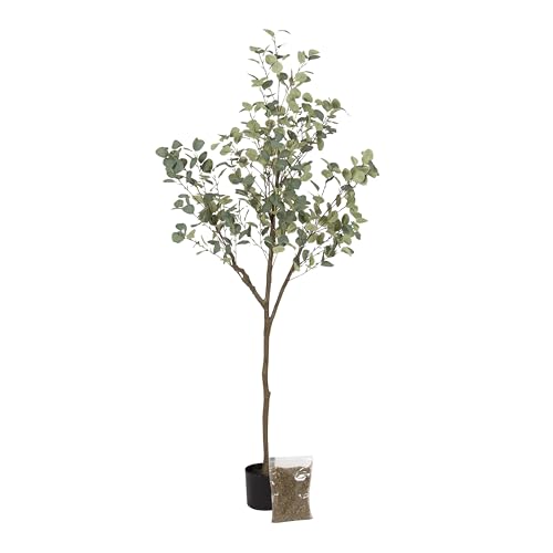 Kate and Laurel Eudora Modern Faux Eucalyptus Tree, 6 FT,