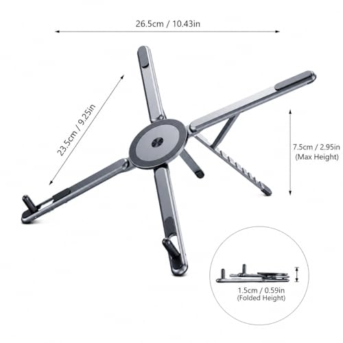 Image of Magnetic Foldable Mobile Stand for Table, 4-in-1 Aluminium Alloy Phone Holder, Tablet Stand, Laptop Stand & Portable Magnetic Desk Stand for Mobile Phone, Tablet, Laptop, Travel & Office Use