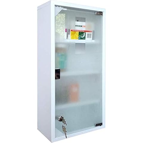 Natsen Medizinschrank 4 Fächer mit Schloss Arzneischrank Medikamentenschrank Erste Hilfe Schrank Cover