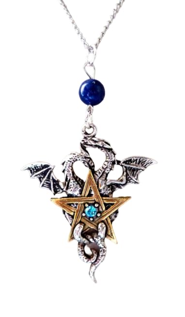 Pendentif dragon ailé pentacle lapis lazuli : un bijou ésotérique aux finitions premium