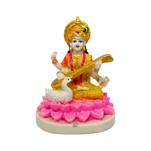 Image of Saraswati Idol - Saraswati murti for Home Decor & Office - (15 cm) (Multicolor)- Good for Wealth, Knowledge & Prosperity