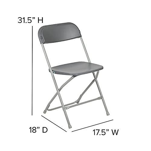 Image of Flash Furniture Hercules Series Plastic Folding Chair - Grey - 2 Pack 650LB Weight Capacity Comfortable Event Chair-Lightweight Folding Chair