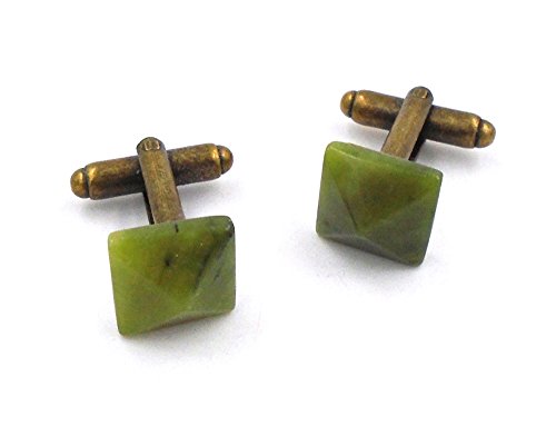 Irish Connemara Marble- Antique Brass Pyramid Cufflinks