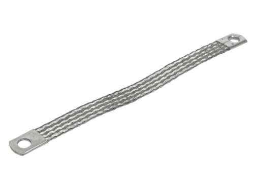 EMC Braided Grounding Strap, 200mm Length, M8-M8 Connection, Tin-Plated Copper, 10 Pack