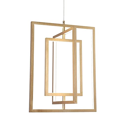 Zevni Led Bar Lighting, 3-Light Small Geometric Chandelier, Brushed Gold Aluminum With Silicone, Warm White Glow, 1610Lm, 3045K #TOP6