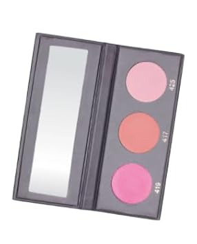 KAB Cosmetics - BlushMeUp Palette Tricolor, Pressed-Powder Blush Palette with Compact Mirror 3 Long-Lasting, Pink Blush Shades of Cruelty-Free Color for Warmth & Contour Cotton Candy