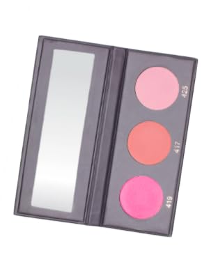 KAB Cosmetics - BlushMeUp Palette – Tricolor, Pressed-Powder Blush Palette with Compact Mirror – 3 Long-Lasting, Pink Blush Shades of Cruelty-Free Color for Warmth & Contour (Cotton Candy)