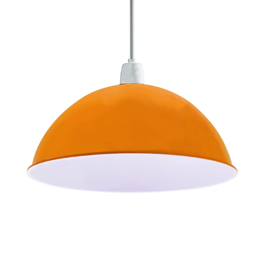 Retro Industrial Ceiling Light Shades, Rustic Metal Dome Easy Fit Vintage Shades for Replacement Pendant Lighting Wall Lamps Table Lamps Bedroom, Kitchen, Office, Living Room (Orange, 40cm) โ image 1