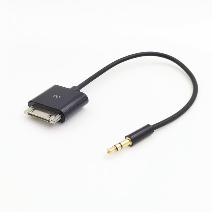 Aiboco 3.5mm AUX Input to 30-Pin Male Dock Connector Cable Adapter for iPod Phone Pad 7.87inch Black (20CM)