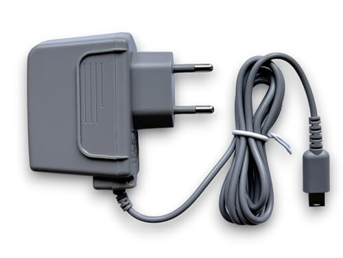 FLLAGG20 | 1X Chargeur Compatible pour Nintendo DS Lite | Gris, câble 1,2 m, Prise européenne | Compact, léger, 450mA, 5.2V | Adapté aux déplacements, Accessoires...