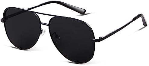 SORVINO Aviator Sunglasses for Women Classic Oversized Sun Glasses UV400 Protection（Black/Black