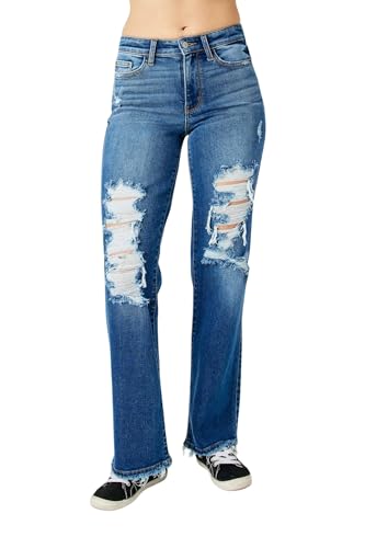 Judy Blue Women's Mid Rise Destroyed Dad Jeans