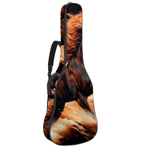 Sac de transport pour guitare acoustique idéal pour voyager avec son motif de cheval artistique