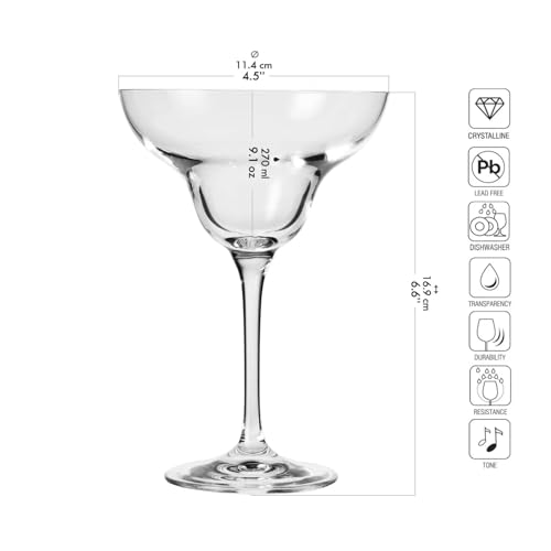 image for Krosno Margarita Cocktail Glasses, Set of 6, 9.1 oz, Mixology Collecti
