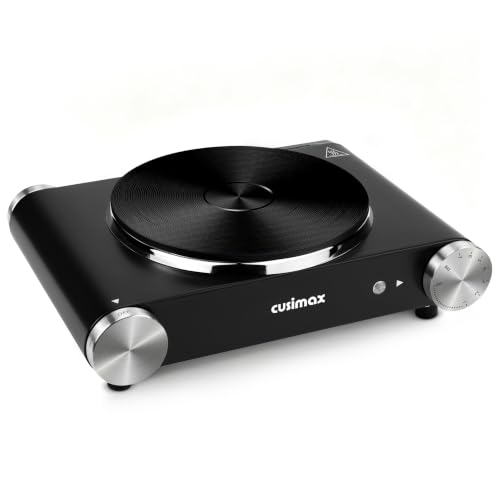CUSIMAX Electric Hot Plate for Cooking Portable Single Burner 1500W Cast Iron hot plates Heat-up in...