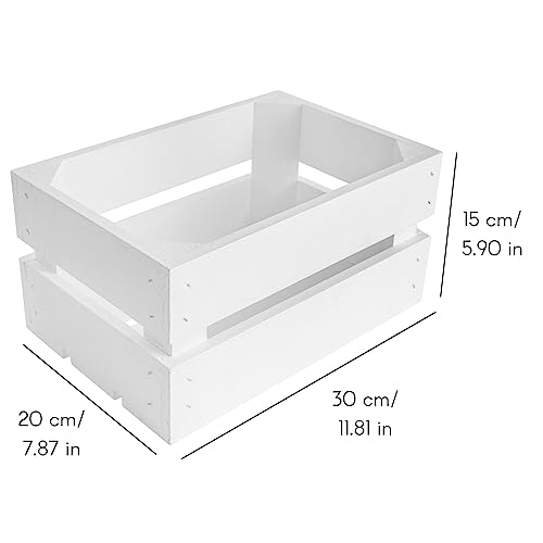 Creative Deco Kleine Holzkiste Weiß | 30 x 20 x 15 cm | Kiste Holz | Geschliffen | Obstkiste Deko Weinkisten Apfelkiste | Perfekt als Holzbox Geschenkbox Spielzeugkiste Aufbewahrungskiste Osterdeko