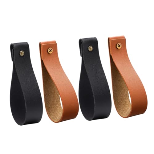 OKUMEYR 4pcs Leather Curtain Rod Holder Straps Wall Hooks for Bohemian Style Easy to Install Deep for Bathrooms Kitchens and Bedrooms